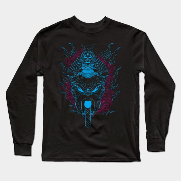 Samurai Motorbike Long Sleeve T-Shirt by Thrylos Store